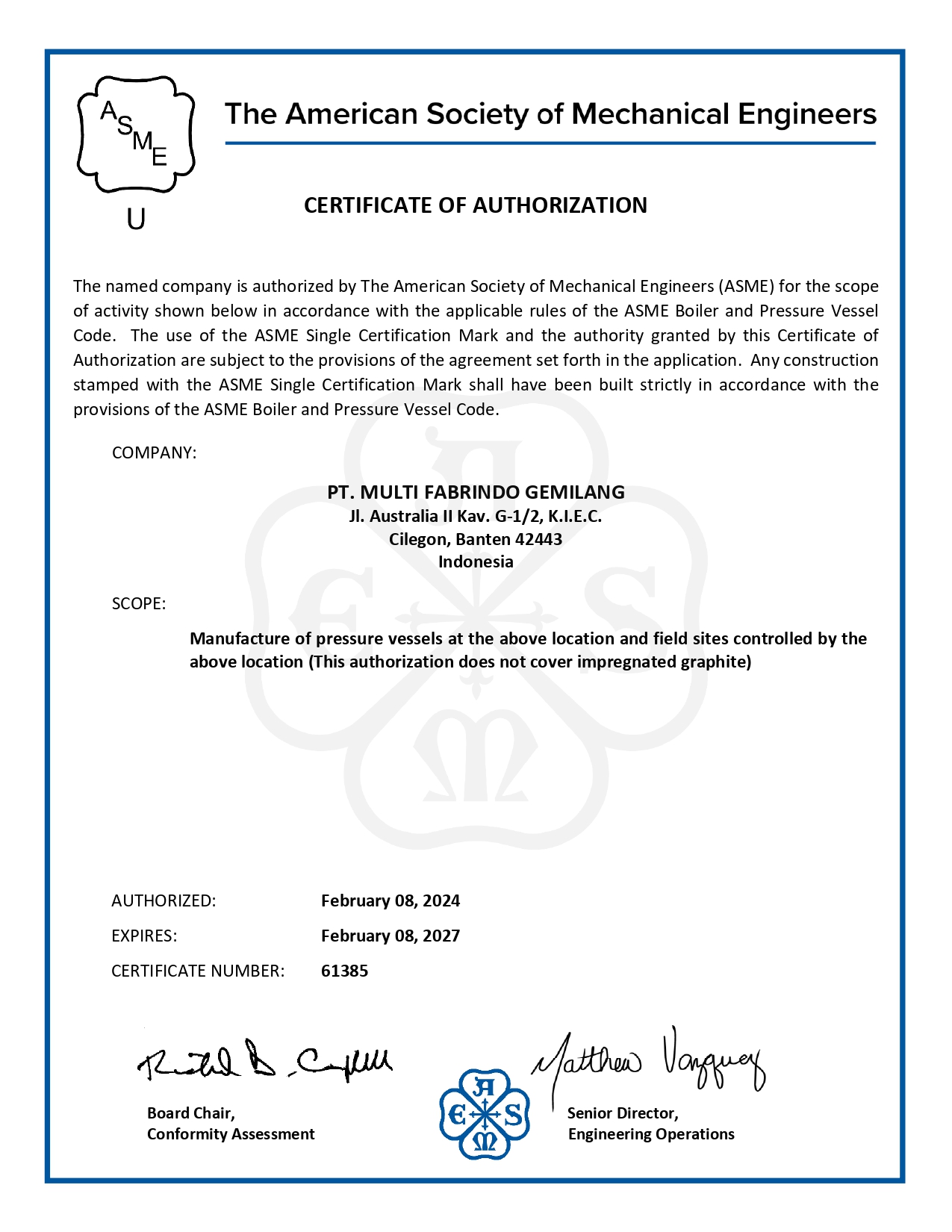 ISO & SMK3 Certificate Page 